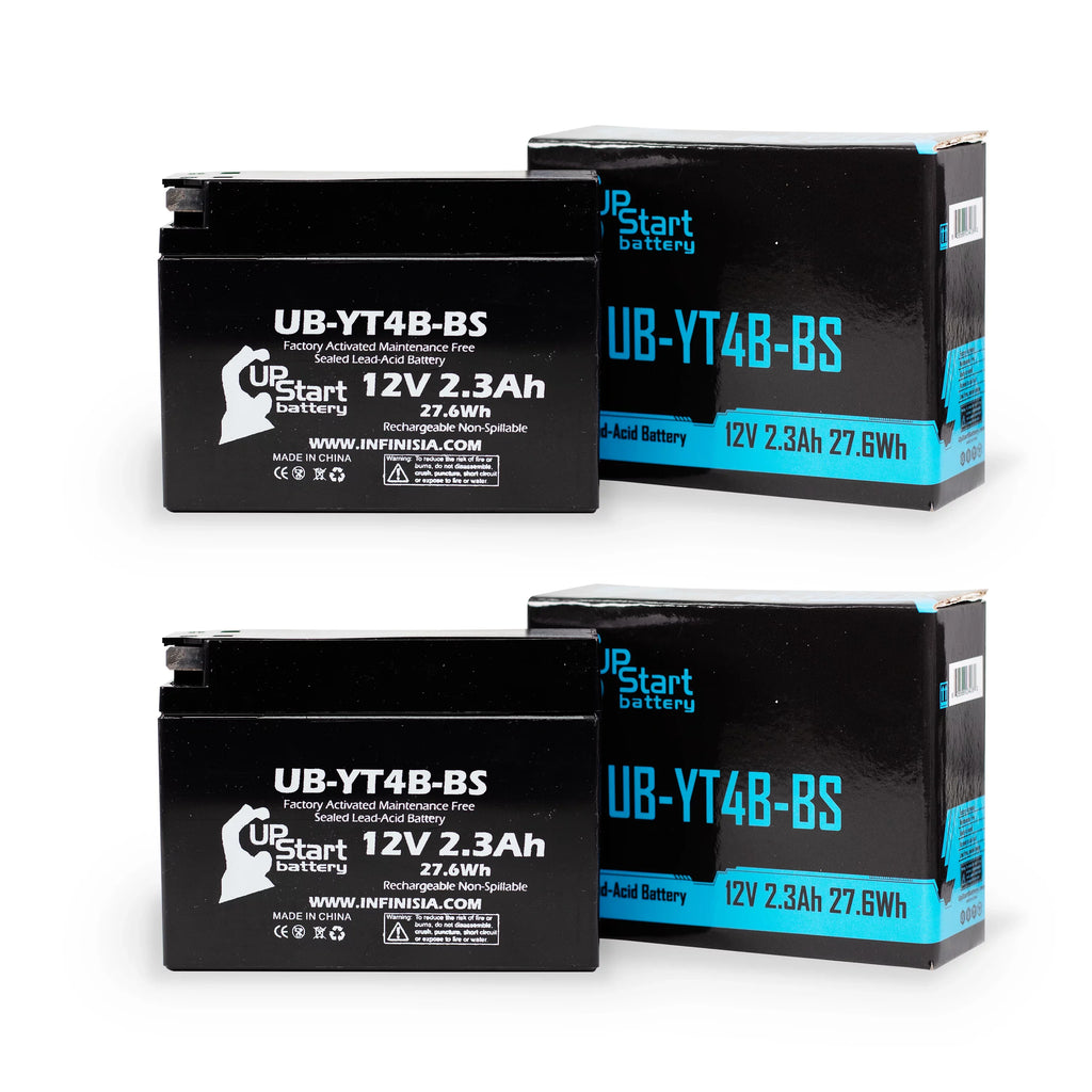 Battery Motorcycle SR400 2.3Ah, 2009 12V, Yamaha Maintenance - Free, 400CC Activated, Replacement UB-YT4B-BS UpStart 2-Pack Factory Battery