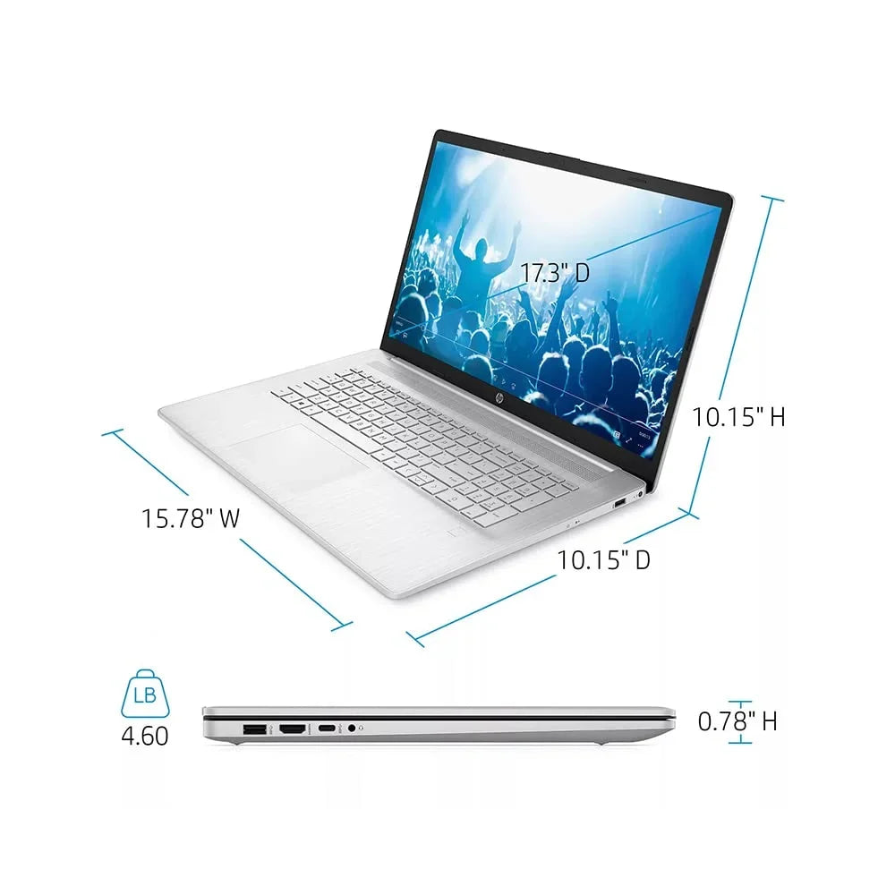 i7-1165G7, IPS FHD Generation SSD, 512GB USB RAM, Laptop 32GB Keyboard, Intel 2021 Iris Xe OS, Core Computer, Backlit Audio, 16GB HD PCIe 17.3" Windows Intel Webcam, Silver, HD Graphics, 11th Card