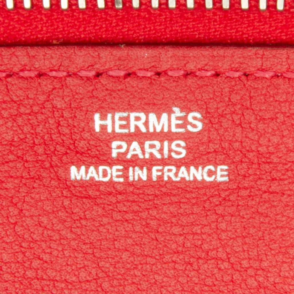 (Good) Pre-Owned Red Duo Jige Hermès Authenticated Calf Wallet Wallets Unisex Long Swift Leather
