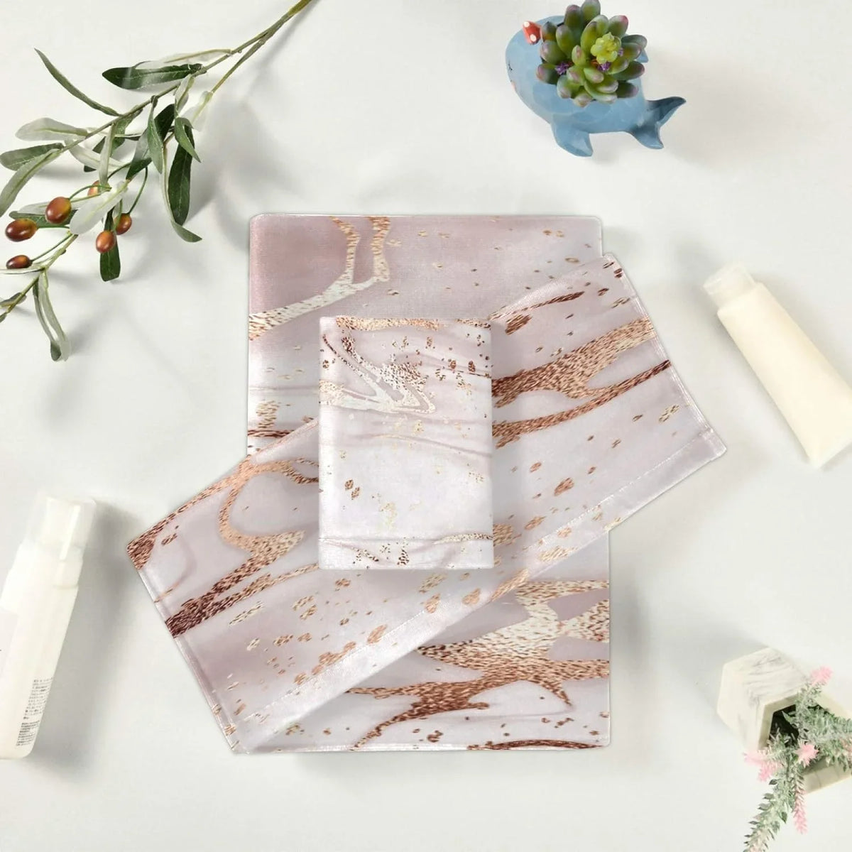 for Towel Gold Home Piece Decor, Hotel Rose & Bath Soft Set Comfortable Abstract Set Absorbent 3 Marble GZHJMY Bath Towels Towels