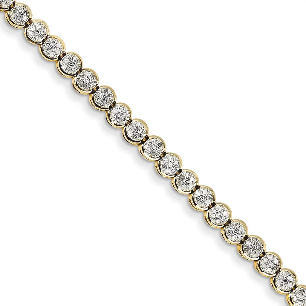 1ct Wt- Bracelet. Yellow 14k Diamond Gold Carat Tennis