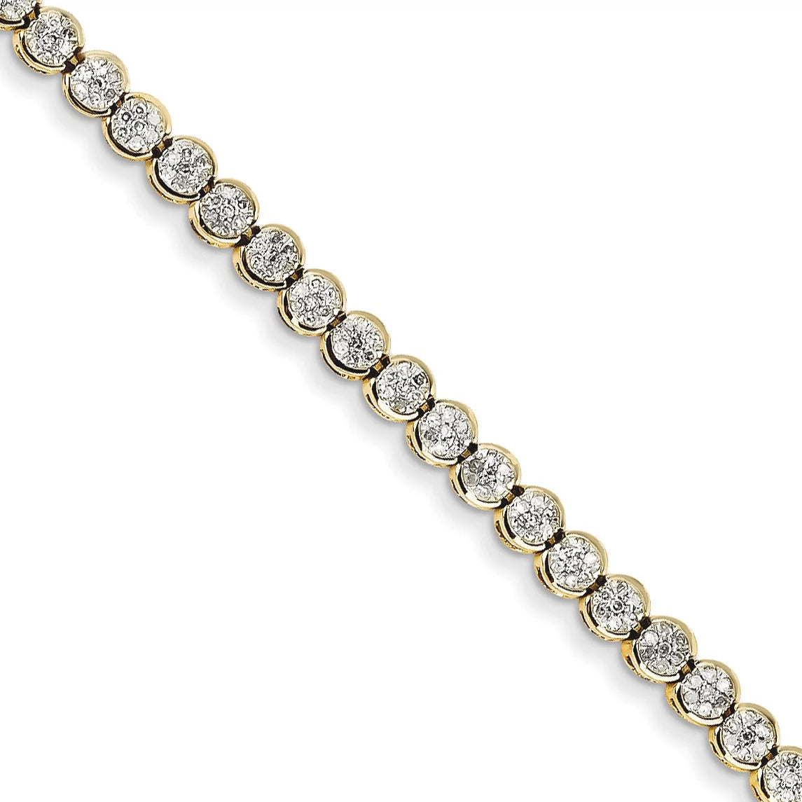 1ct Wt- Bracelet. Yellow 14k Diamond Gold Carat Tennis