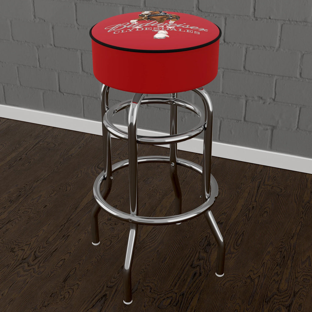 Padded Trademark Bar Clydesdale Budweiser Red with Stool Seat Gameroom