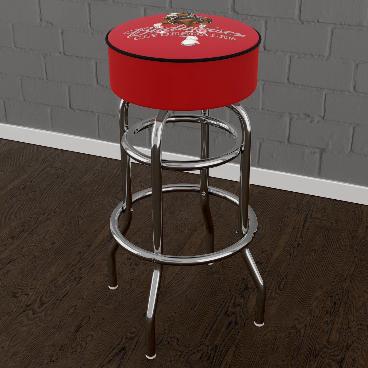 Padded Trademark Bar Clydesdale Budweiser Red with Stool Seat Gameroom