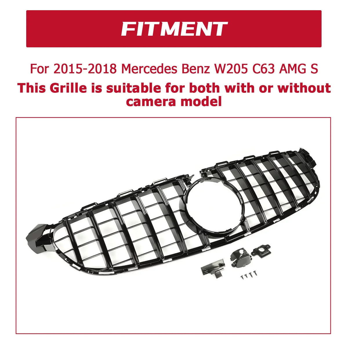2017 Painted Black Or Camera for C63 Bumper Mercedes Cover Front Both with design W205 2018 2015 without 2016 for AMG Kojem Benz S Grille