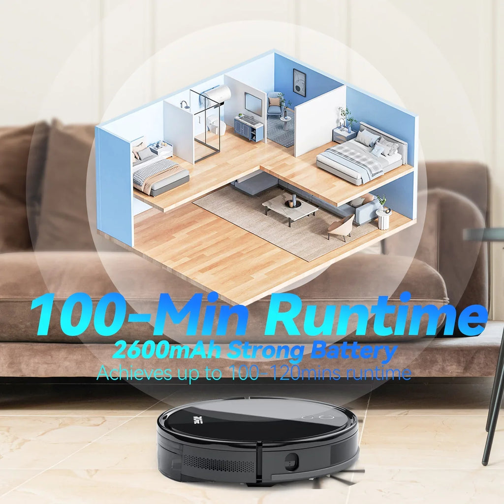 Floor Robotic with 2000 Robot 600ML Battery Care, Pa Suction Low & Automatic Cleaner, Ideal Self-Charging, 2600mAh Life Rove Pet Pile Strong and Hard for Carpet Sweeper Dustbin, Vacuum