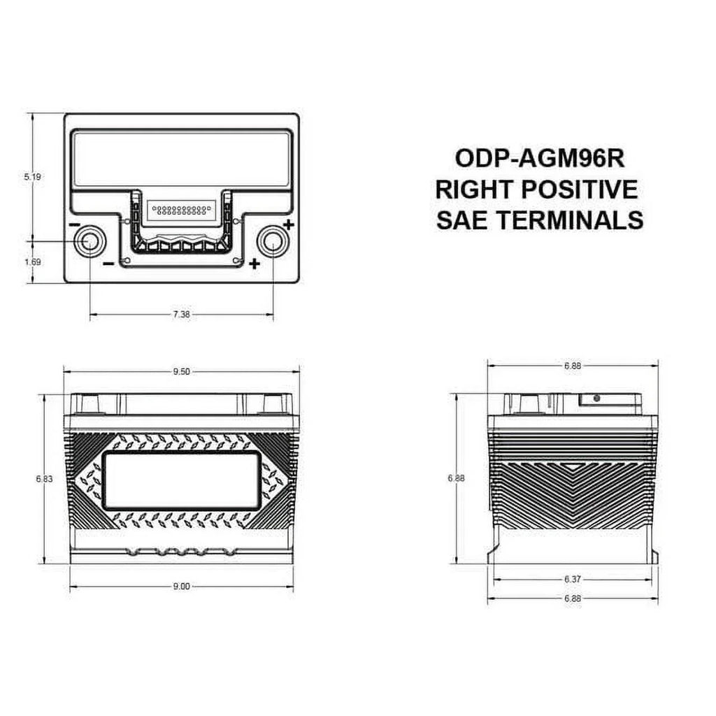 Odyssey Minute Battery Capacity CA, Size, Group Reserve 600 Performance 96R 700 Series CCA, 90 Battery: