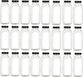 16 , Kombucha, Square With Glass Mouth Pcs (Black, Juices, Wide French With 24 Airtight, Dressings Lids BPA Lids Bottle Oz Leak 24) Fruit Proof - Black Set For