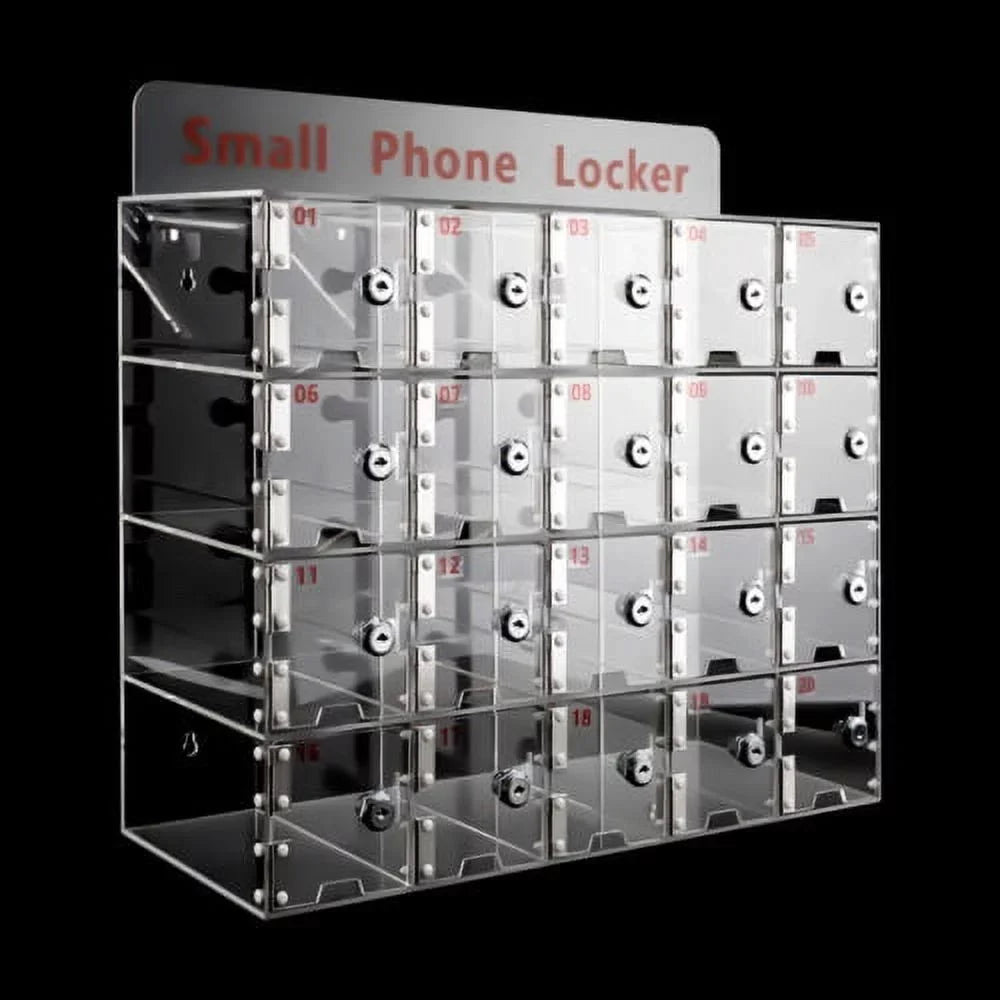 Slots Clear Storage Box 20 Cell Locker Thickened Keys Phone Cellphone w/ Acrylic