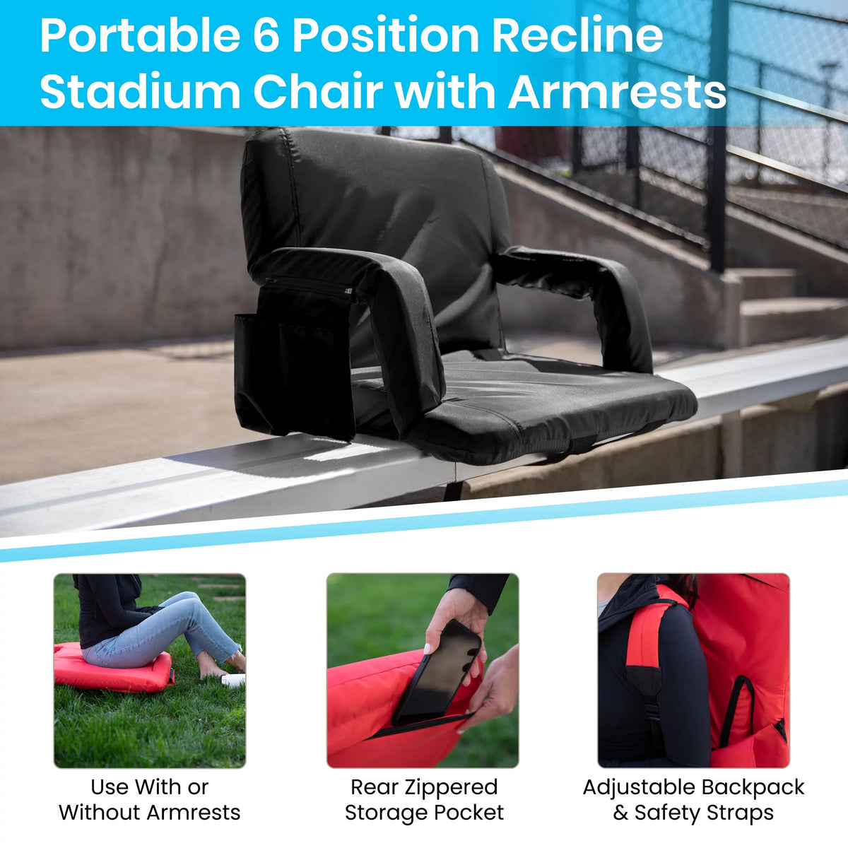 Flash Stadium Black Wide Furniture Extra Chair, Fabric Malta