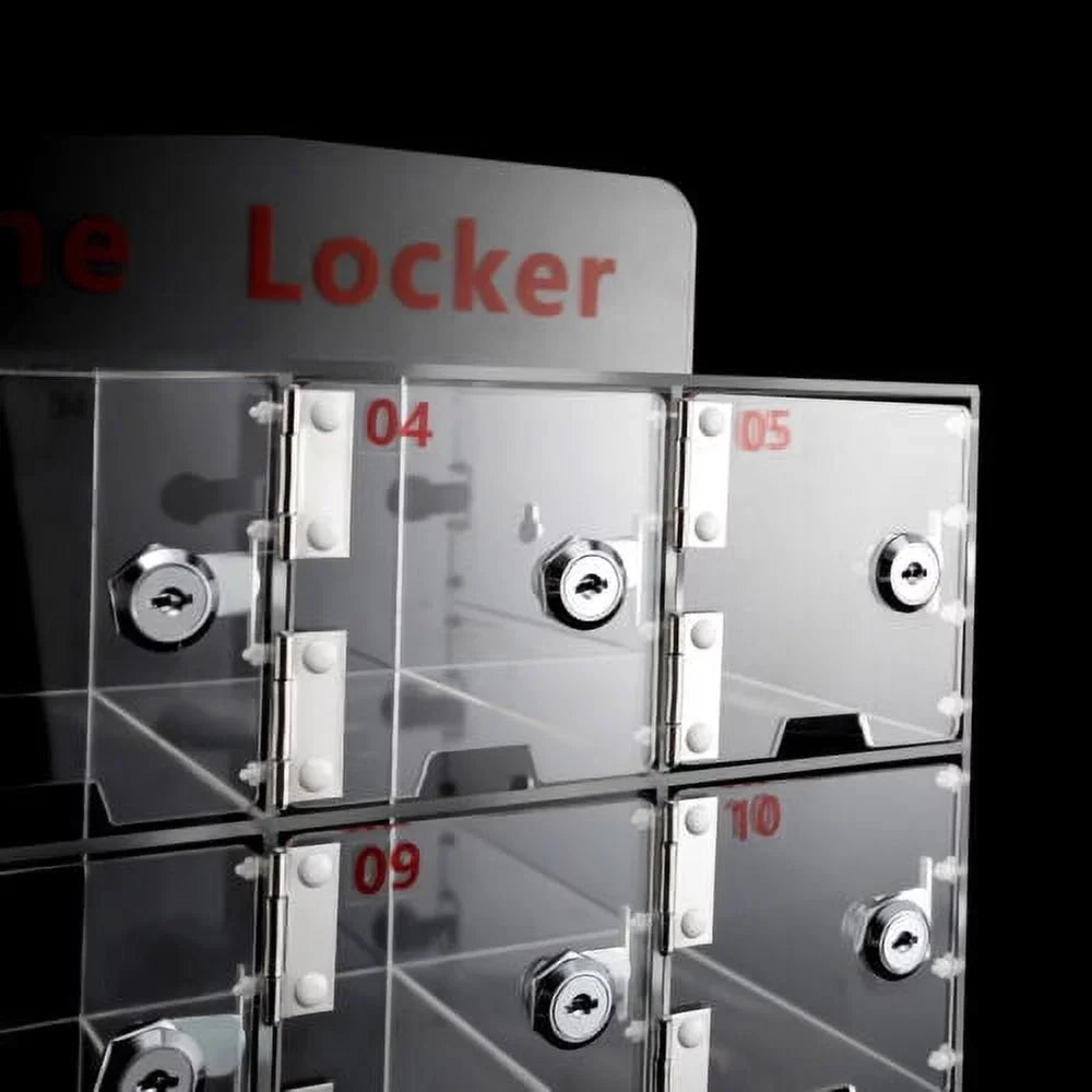 Slots Clear Storage Box 20 Cell Locker Thickened Keys Phone Cellphone w/ Acrylic