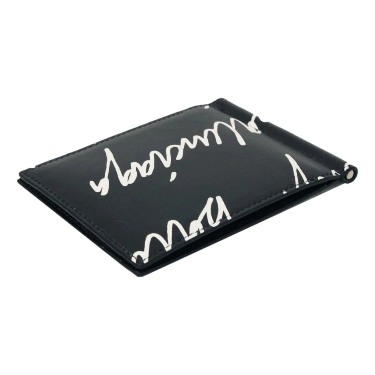 Black Logo Scribble Cash Wallet 625819 Money Clip Balenciaga Leather
