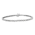 Channel Miracle Set - Alternating Cttw 7.25" Clarity) Set Diamond Link Round 1.0 Bracelet Silver I3 Sterling Color, Baguette .925 (I-J and