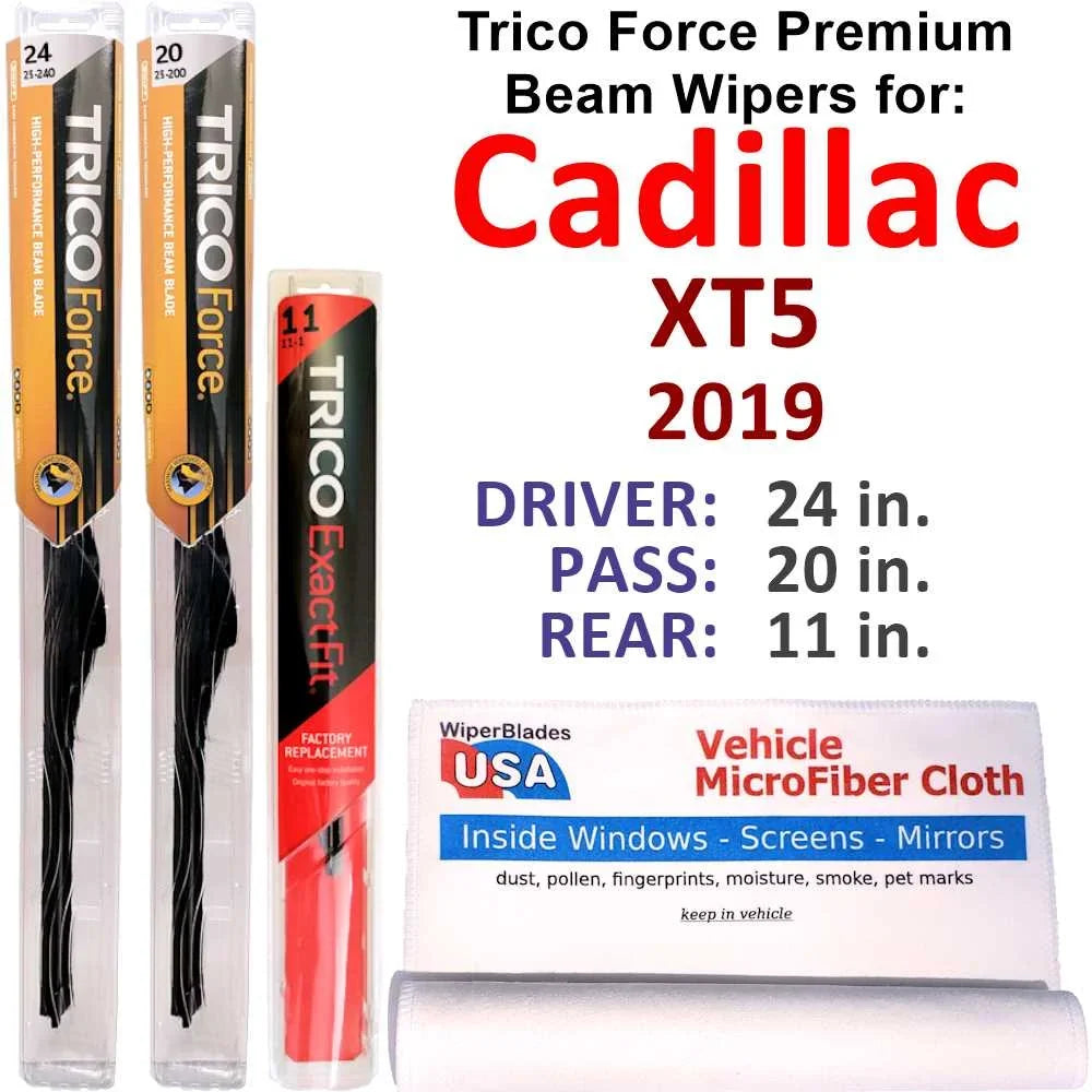 3) Performance 2019 XT5 Premium of Wipers Beam Wiper w/Rear Cadillac (Set