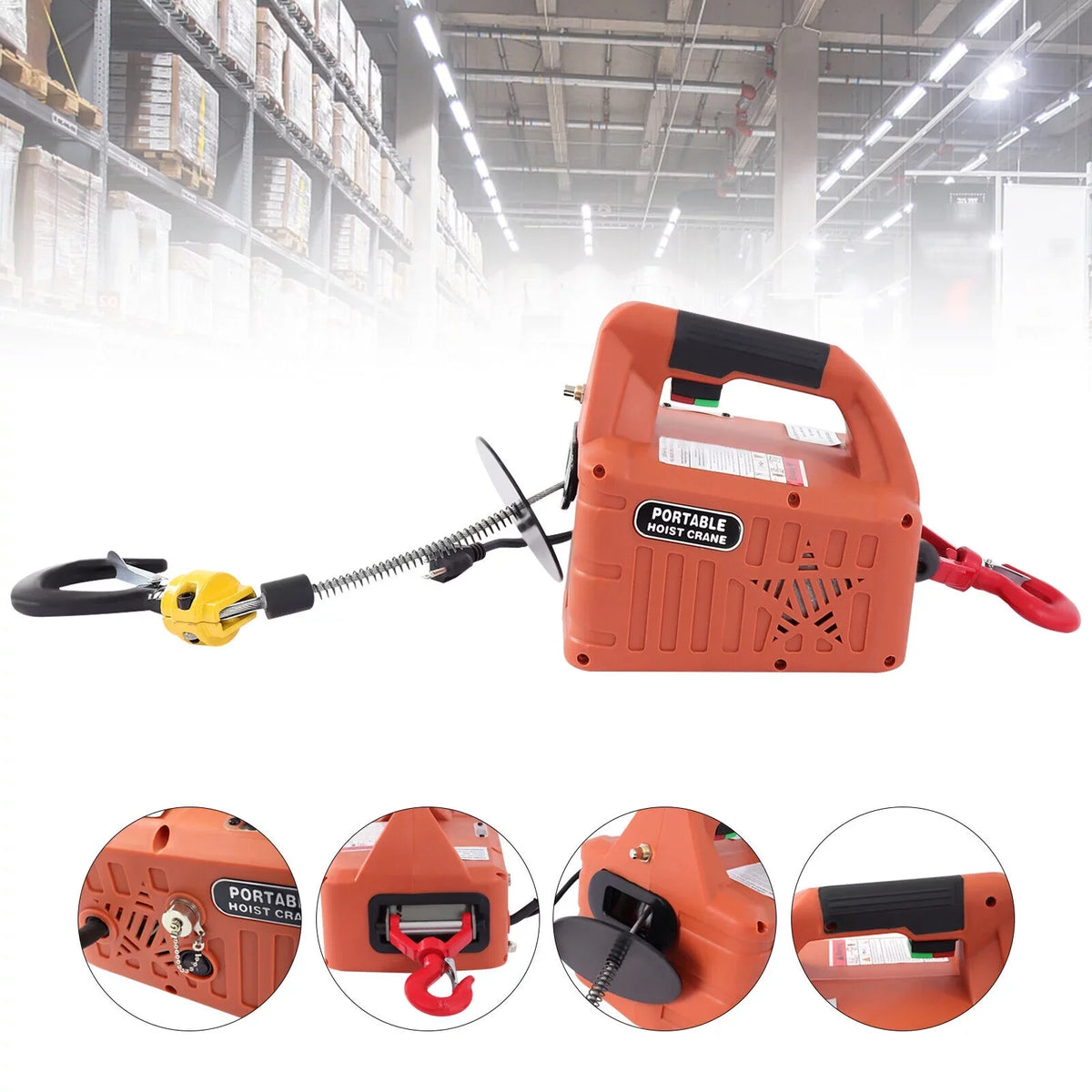 Wireless 110V Remote 200KG/440LBS 3-in-1 Heavy Crane Winch Lift Control 62ft Portable Duty ZhdnBhnos Electric w/ Hoist