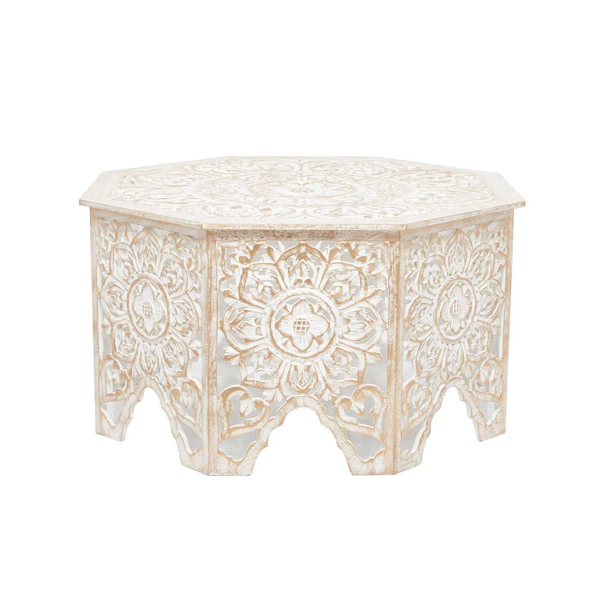 x x Country - Table Pine Round White 350 Coffee 33 33 Studio 18 Cottage