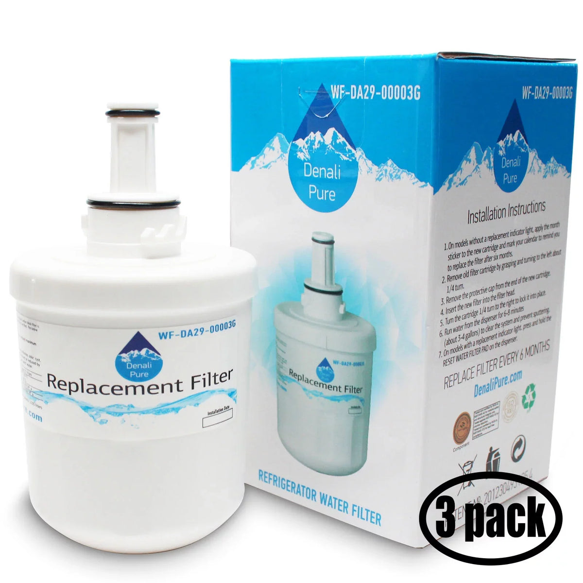 Water - 3-Pack Water Cartridge Fridge HAFIN2/EXP Filter Compatible HAFIN2/EXP Refrigerator Compatible with Filter with