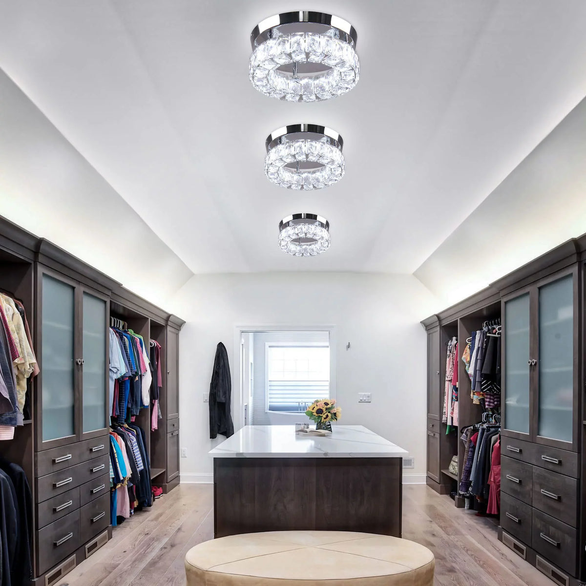 Hallway Fixture Flush Diisunbihuo 9.8" 6000K LED Mini W Mount Kitchen Ceiling Ceiling for Chandelier Lamp Fixtures 15 Light Round Crystal Foyer Light