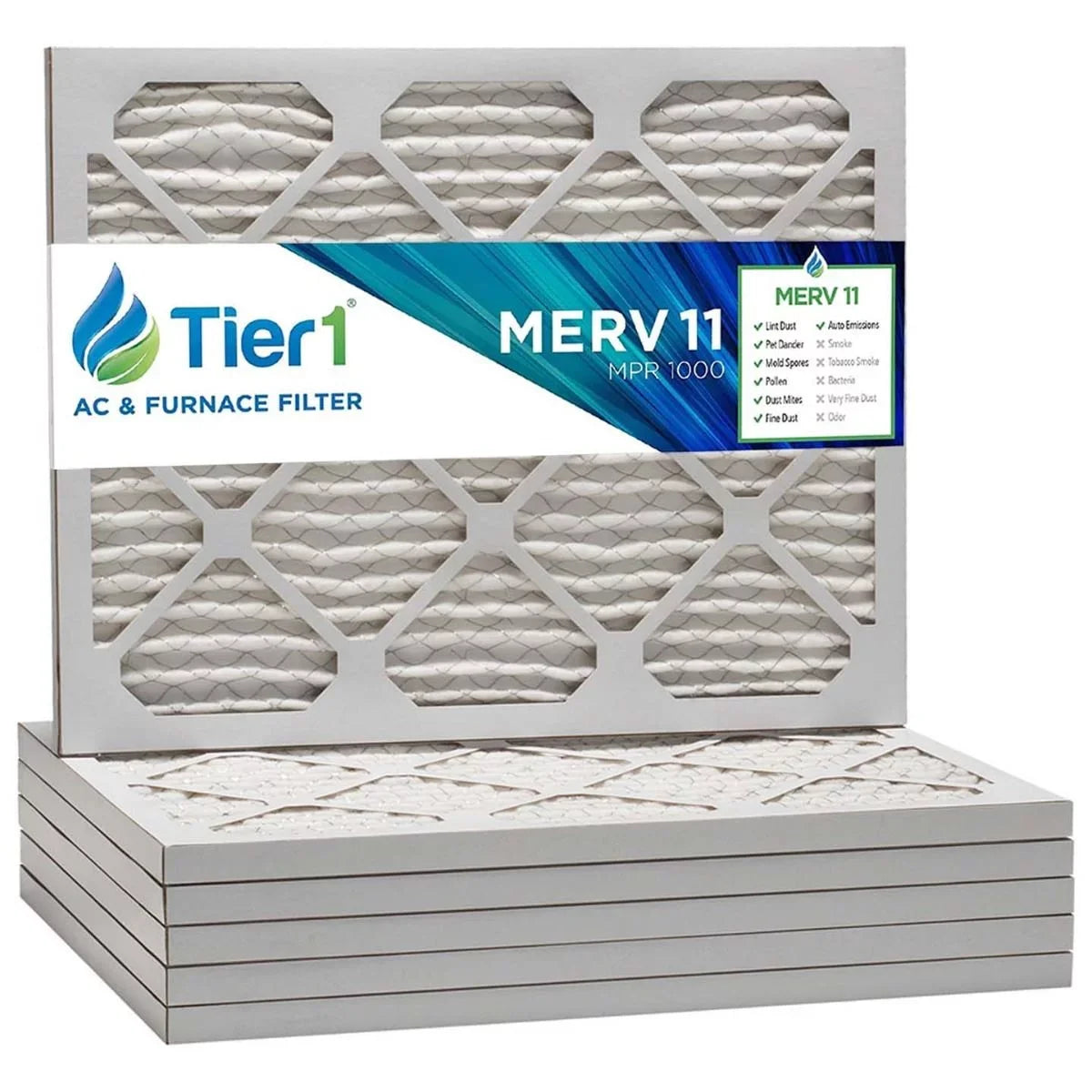 Merv Pack Tier1 - 6 Furnace Filter Air/ 20x25x1 Pleated 11