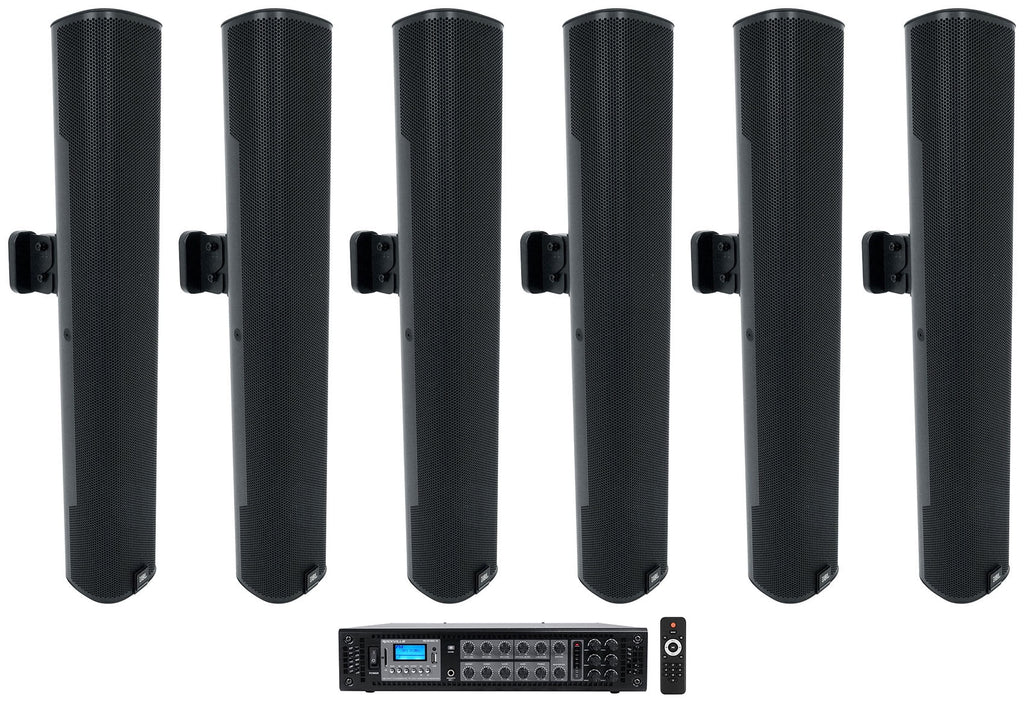 Speakers+Amp Array Commercial JBL (6) Column 24" Wall Mount Black COL600-BK 70V