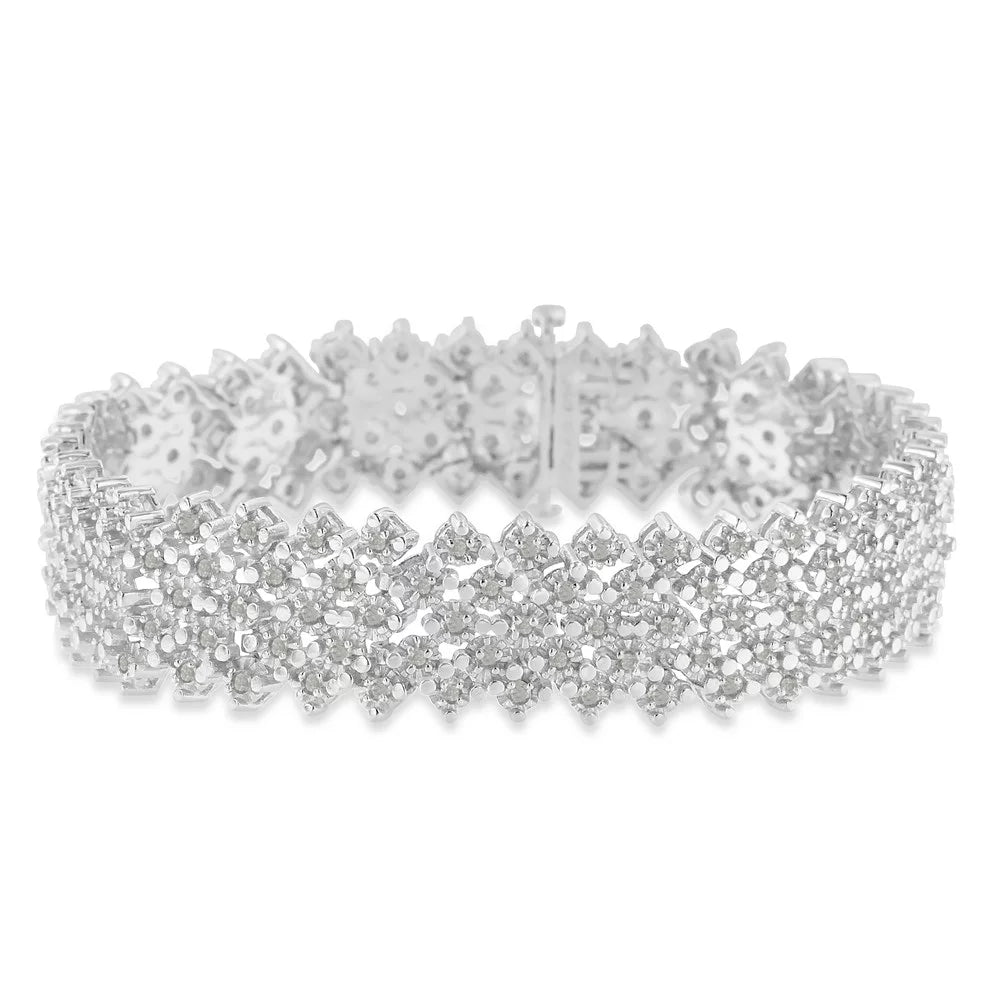Silver Bracelet Tennis Sterling .925 Diamond I3-Promo) (I-J, TDW Multi-Row 3ct
