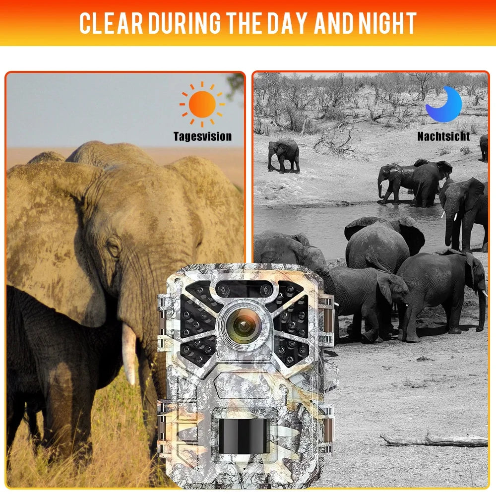 Surveillance, Infrared 120° Vision Angle Game Farm Monitor Trail Camera Trail Monitoring, Night with 2 Wide Camera, Waterproof 30MP Wildlife Pack with 2k Hunting Lens