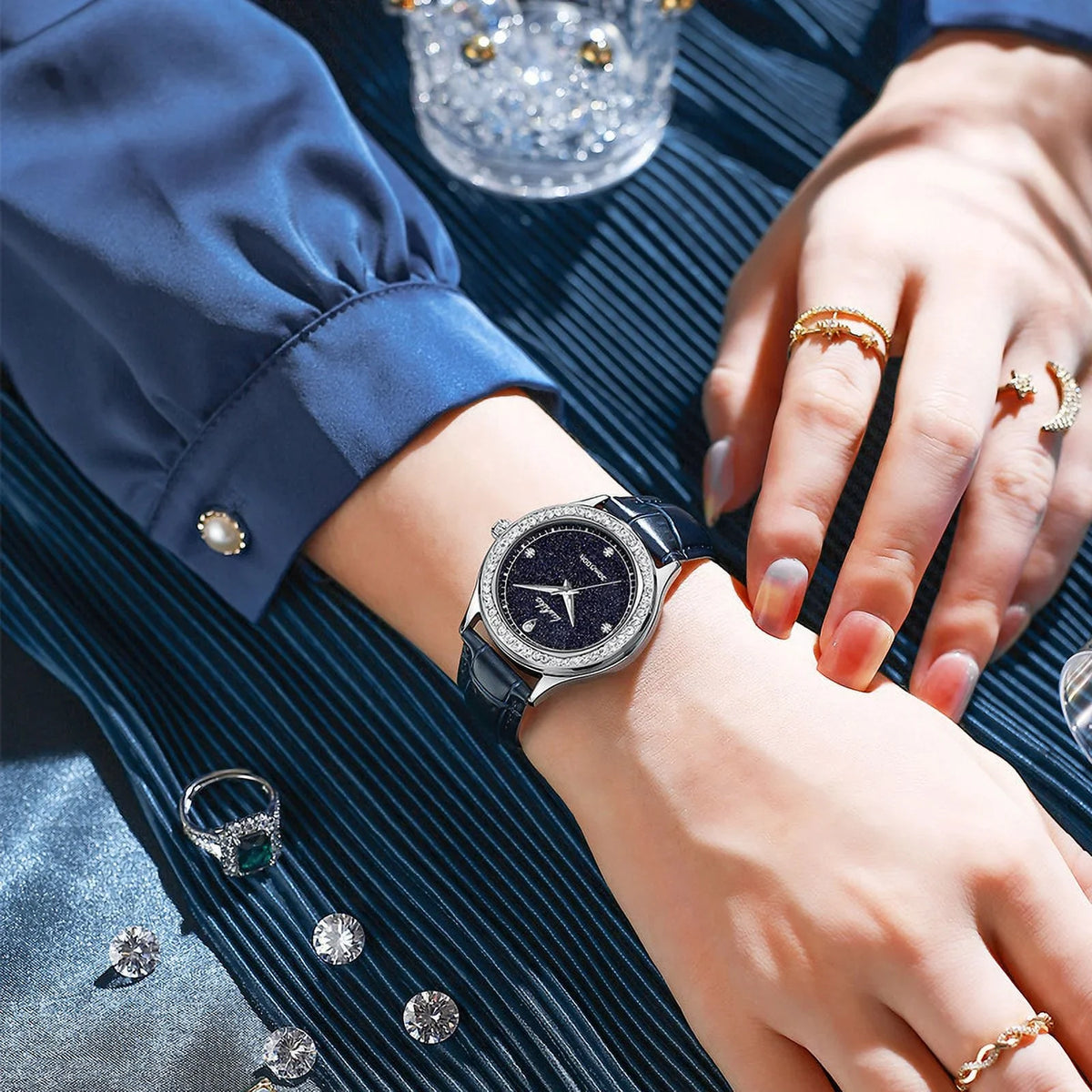 wristwatch Light Luxury Quartz Waterproof Ladies Starry