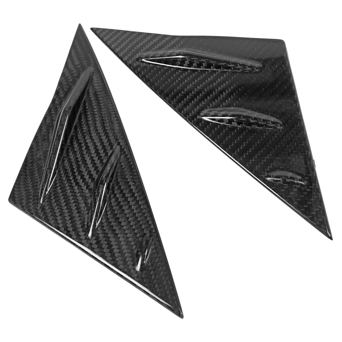2PCS Front Vent Trim 3, Window Vent Motorsports Cover With Side design Air 2017-2023 Fiber Louver Panel Compatible Real 1/4 Scoop Windshield Tesla Carbon Ikon