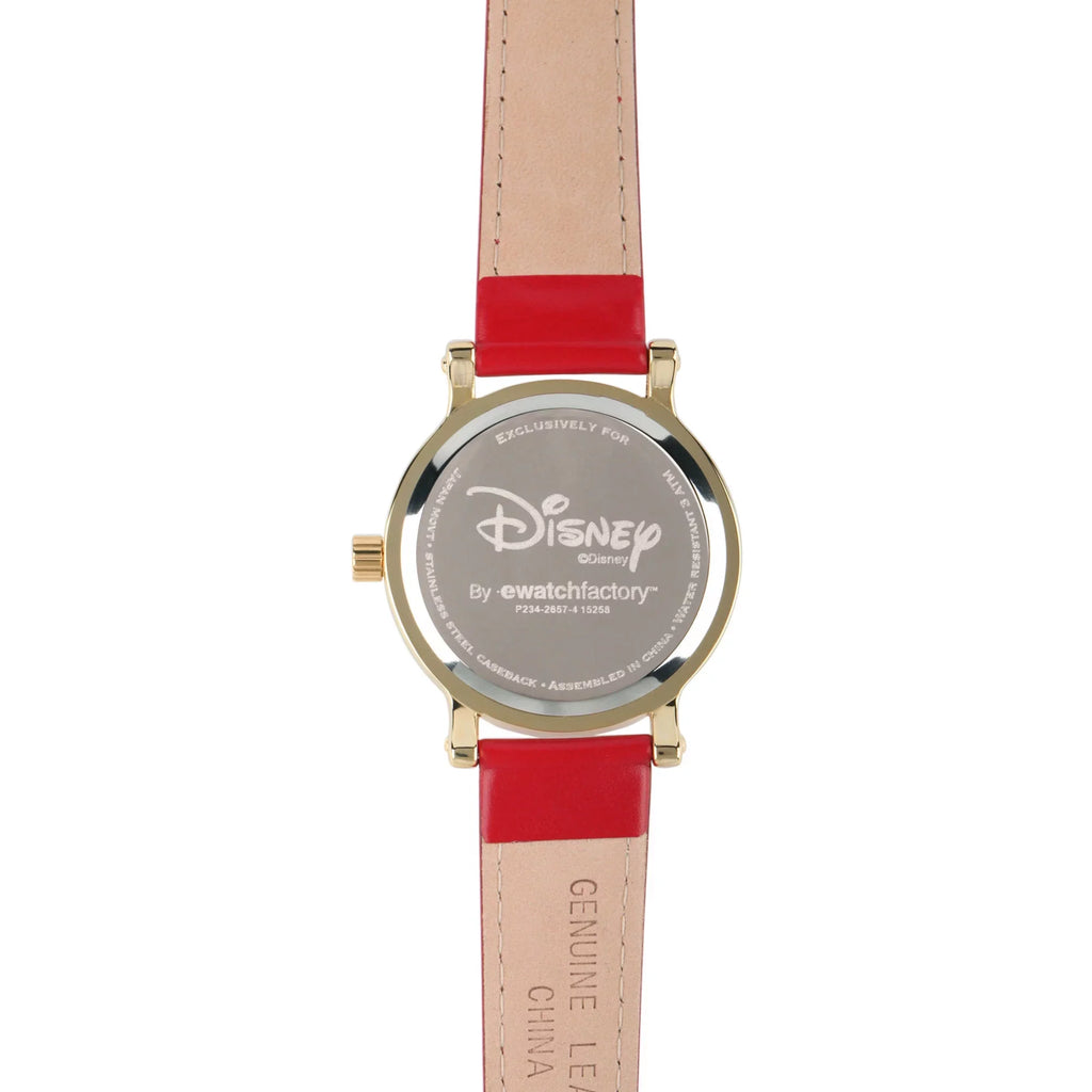 Alloy Red Watch, Minnie Gold Vintage Polka Strap Classic Dress Articulating Mouse Red Dot Women's Leather