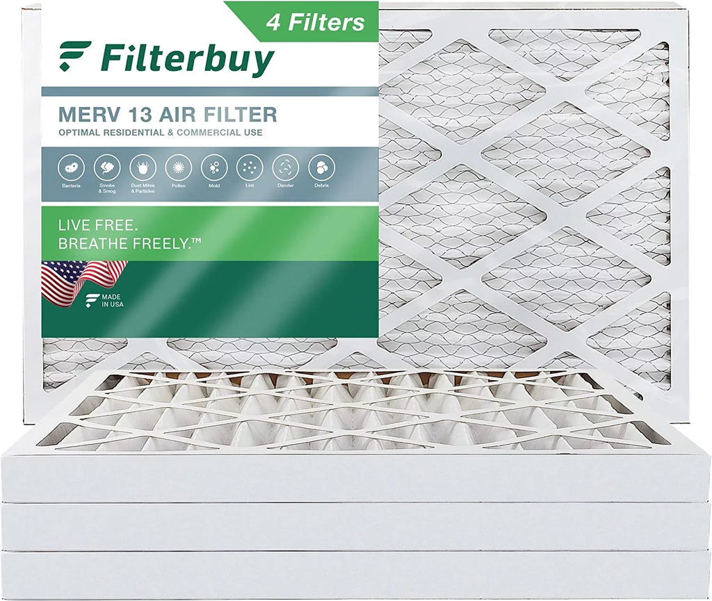 Filterbuy 13 MERV AC 12x30x2 Furnace Filters HVAC Pleated Air (4-Pack)