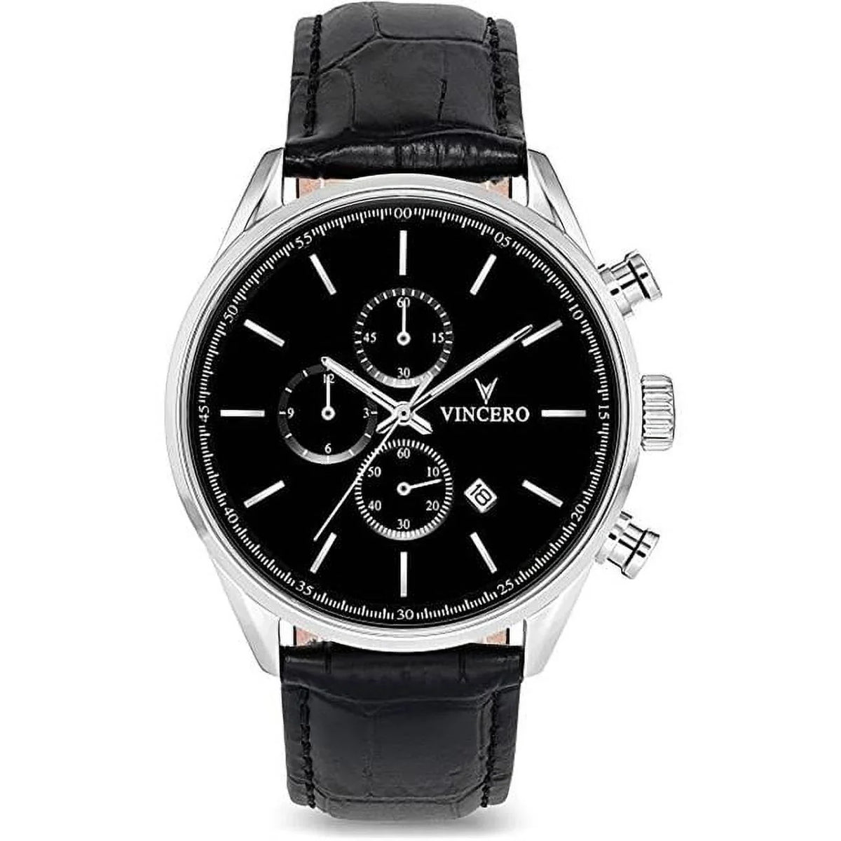 Vincero Luxury Chrono Mens Wrist Black S BLA-SIL-S02 & Watch, Vero Silver