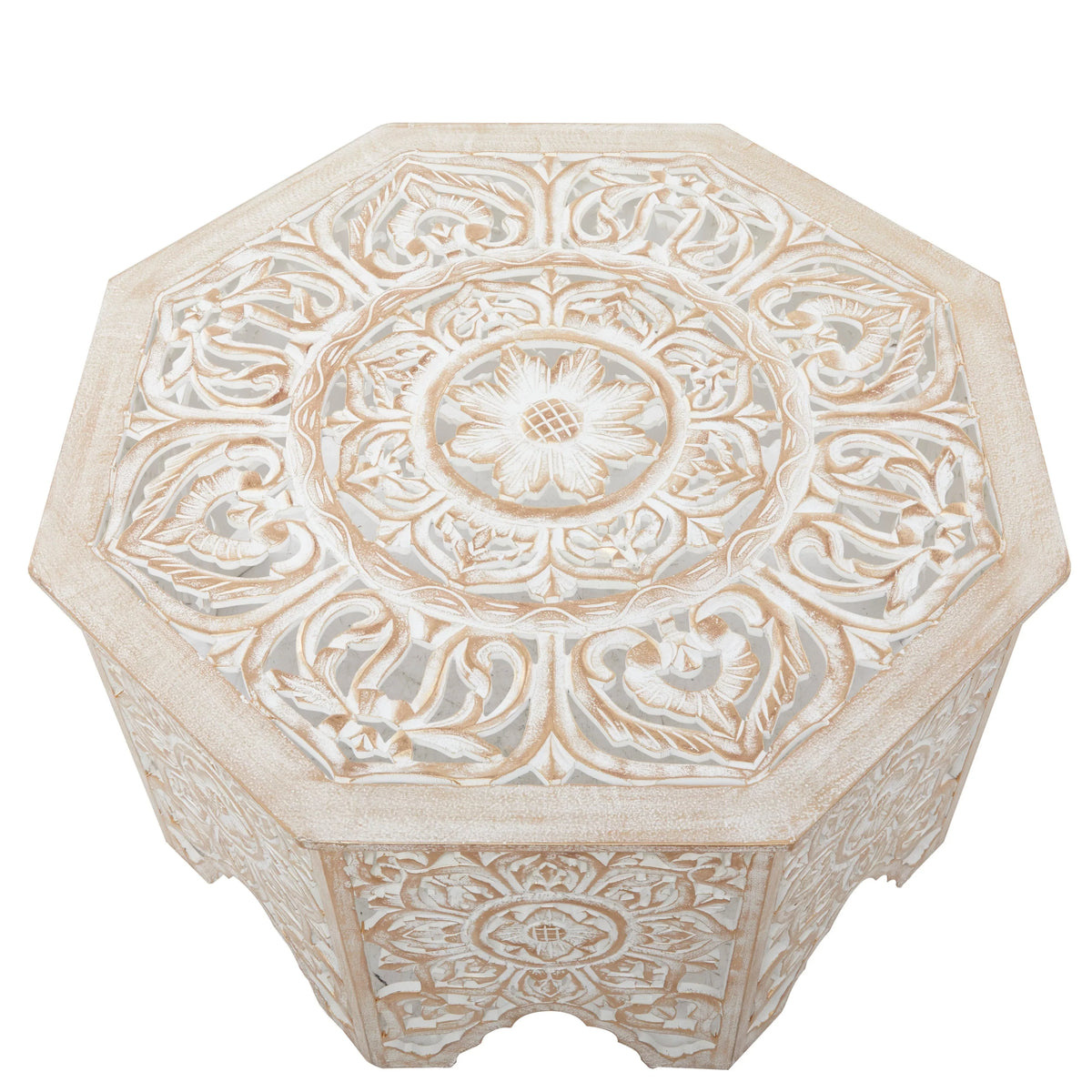 x x Country - Table Pine Round White 350 Coffee 33 33 Studio 18 Cottage