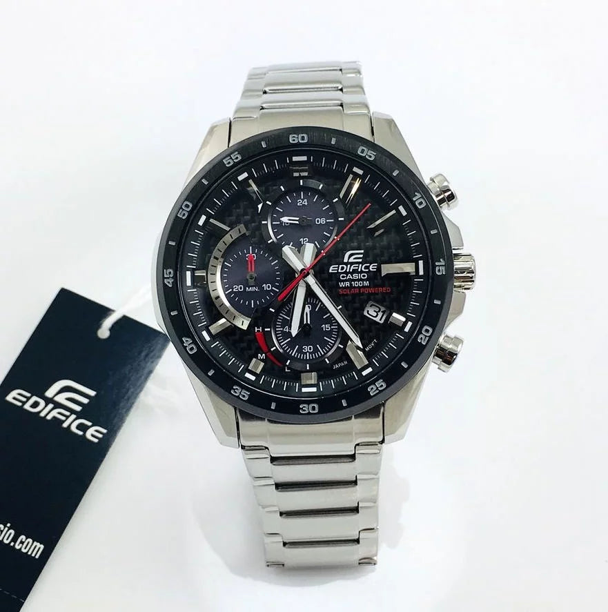 Men's Steel EQS-900DB-1AVCR Stainless Casio Solar-Powered Chronograph Watch Edifice