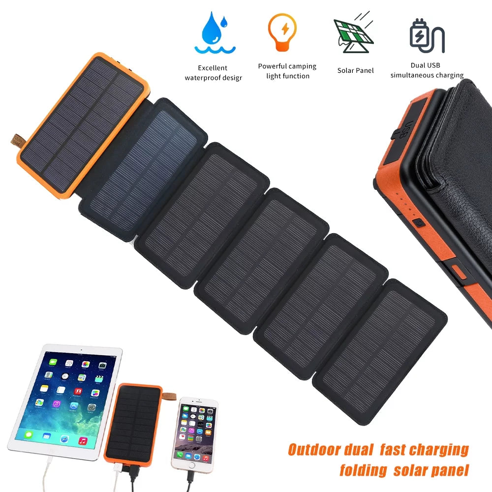 Outdoor Phones, Pack Bank, Battery Charge Tablets Power Fast Solar 26000mAh, USB Charger Portable for