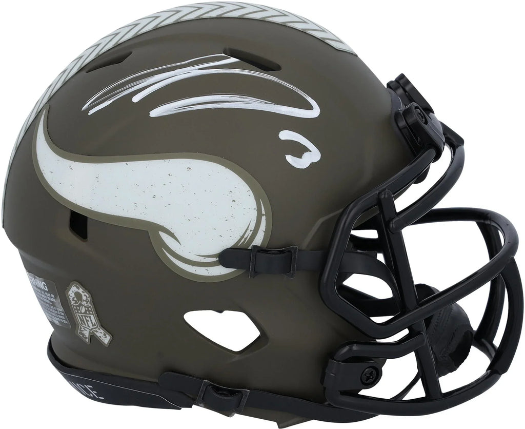Jordan Authentic Certified - Autographed 2022 Addison Helmet Salute Mini Riddell to Speed Minnesota Service Vikings Fanatics