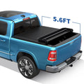 Soft Ledkingdomus Cover 5.6ft Tonneau for 2009-2023 1500 Fold Fold Bed Covers Four Quad Ram Dodge Truck
