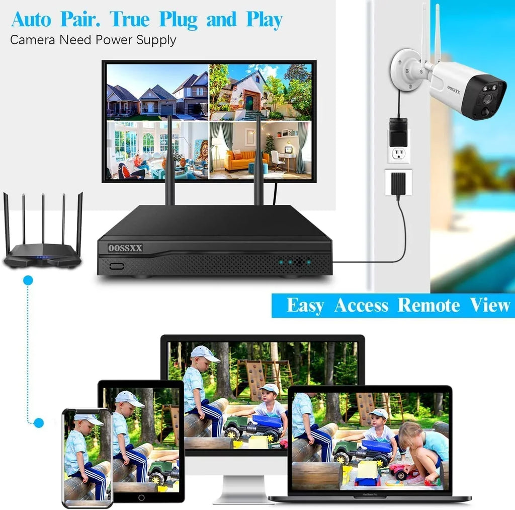 surveillance Wireless Security System,8PcsOutdoor ,night Audio camera, 2-Way Wifi 5.5MP OOSSXX Security Camera Cameras vision cameras,