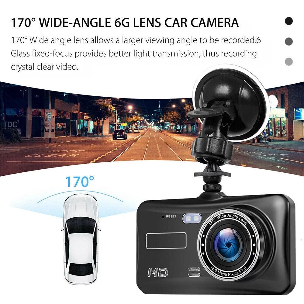 and Parking Car Lens Front and Touch HD Dual Recorder Camera G-Sensor, Video Screen Monitoring Dash Cam 1080P Driving DVR 4" Xhy Rear Detection Motion