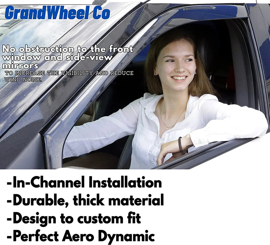 2007-2021 Tundra Double Toyota GrandWheel Compatible with 4pcs. Vent Smoke Side - In-channel Cab Co Window Rain Tinted Guards Deflectors Visor GW0114