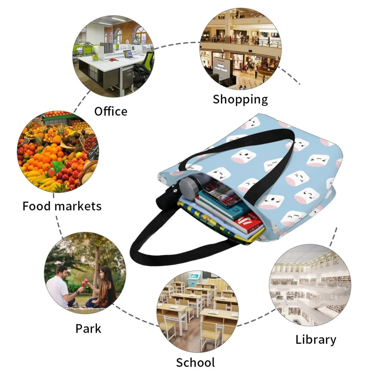 Cartoon Hobos Women'S Handbags Bag Sushi Shopping Large Bag,Shoulder Capacity Tote Lukts Bag