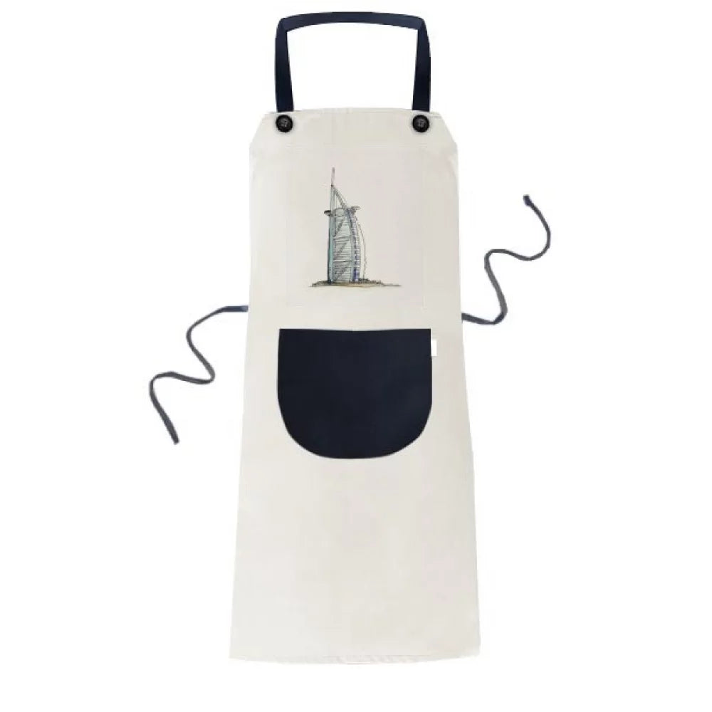 Cotton Pinafore Linen Kitchen al-Arab luxury Burj Apron BBQ Dubai Pocket hotel Adjustable Bib