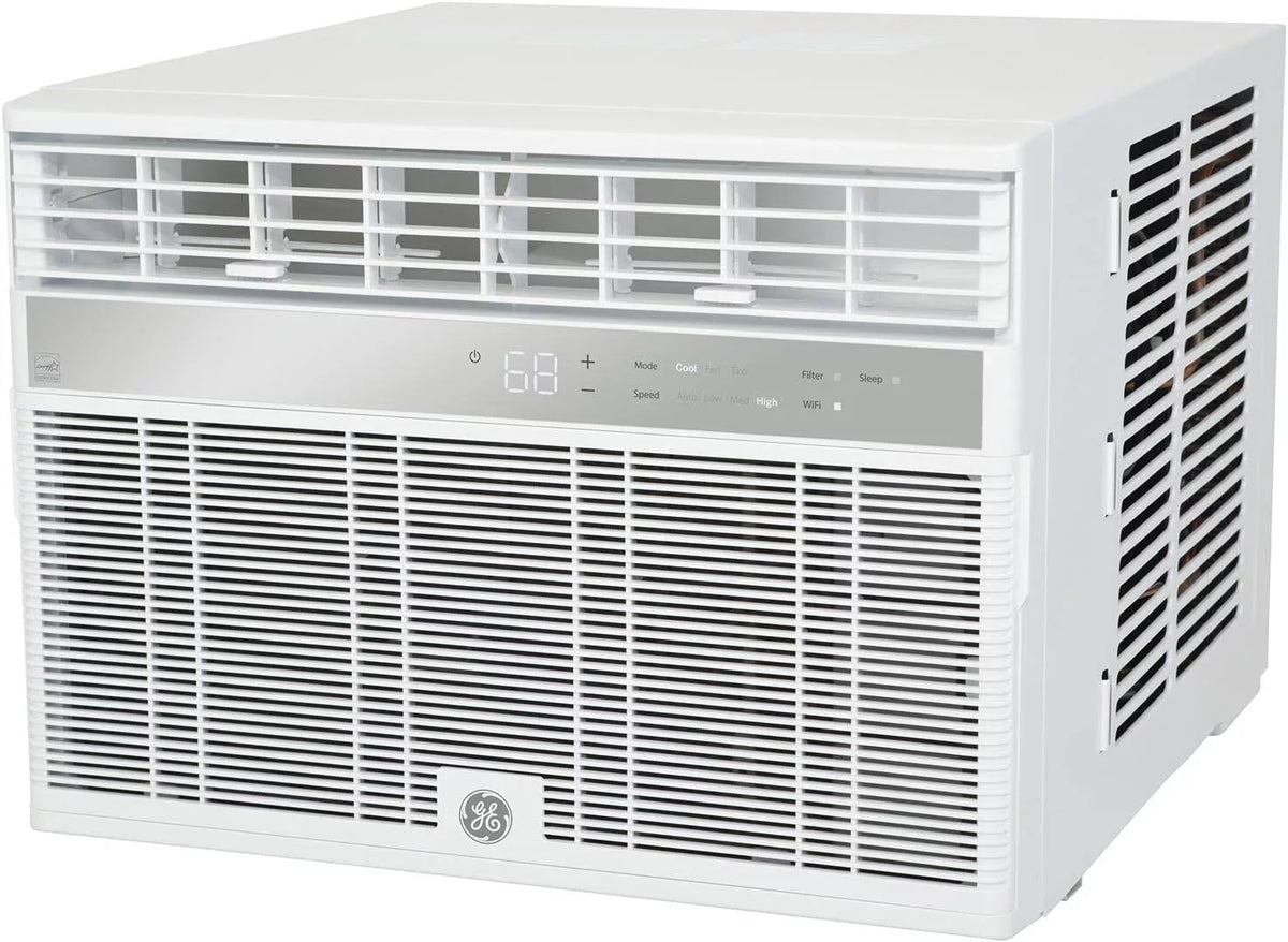 BTU Volts Capacity Connect Smart and Chassis Speeds Fixed Cooling 115 Fan CEER in with Wifi White 8000 AHY08LZ Conditioner 11.4 Air 3 GE Window