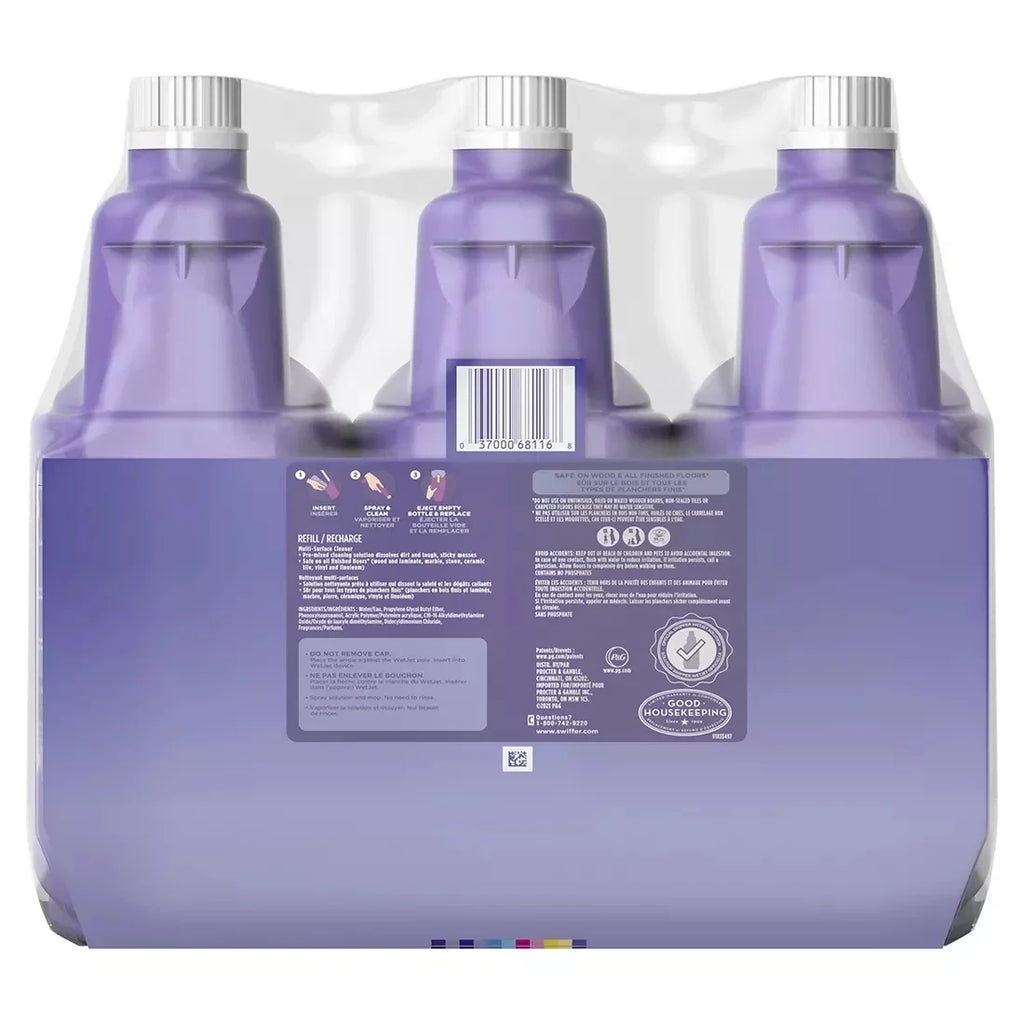 3 WetJet Lavender Febreze Swiffer Cleaner ct./1.25L and Vanilla Floor Comfort Multi-purpose Scent, Solution,
