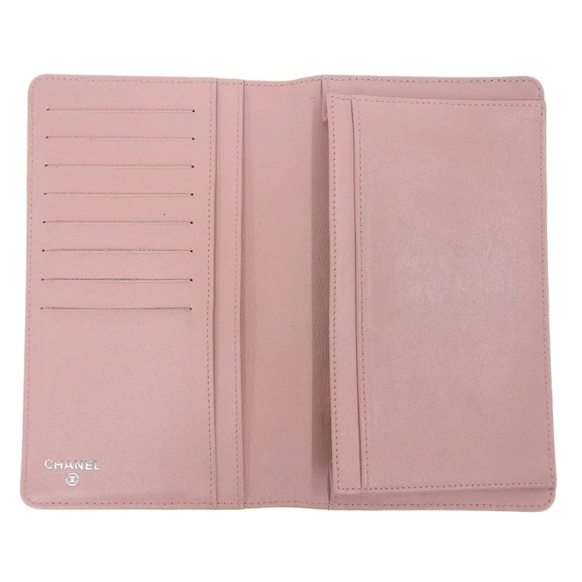 logo Pre-Owned mark here long A48651 caviar bi-fold CHANEL wallet 16 (Good) series Chanel skin pink