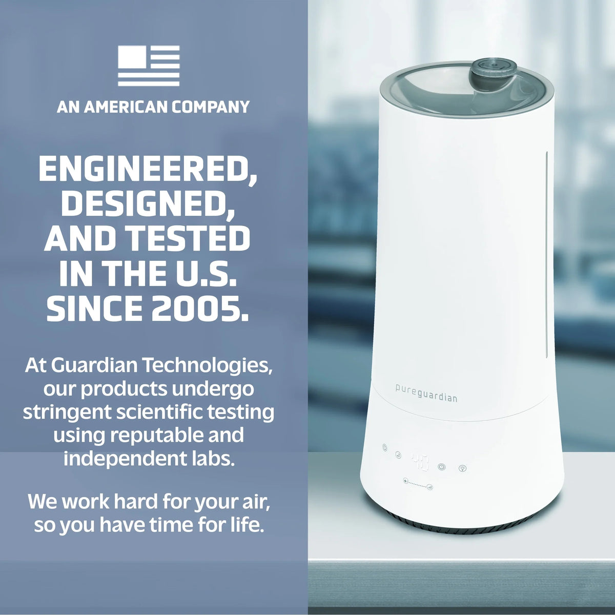with Ultrasonic 90-Hour 1.6 ft. PureGuardian Mist 420 Sq. Humidistat, H997W Gallon Humidifier Cool