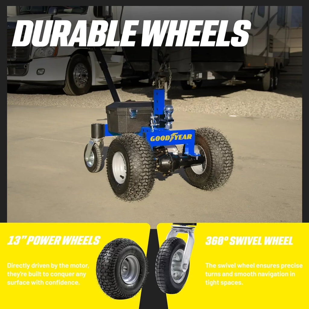 Goodyear 600LB Ski Weight, Operation, Ball Tongue Advanced Trailer Mount DC 7Ah, 24V RV/Boat/Utility/Jet Hitch Electric Trailer Dolly 2" with – Max Quiet Commercial Weight, 3600LBS 800W Mover