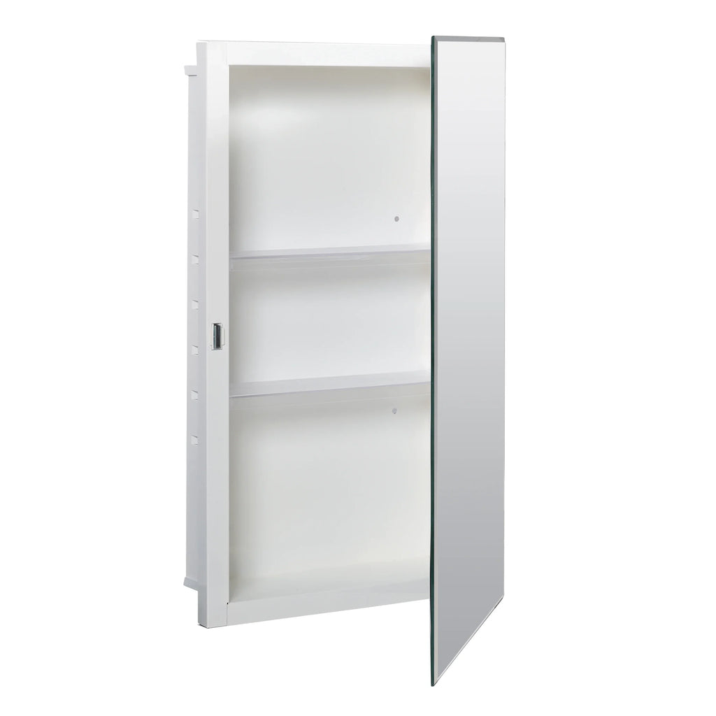 Surface-Mount 16" 26", Rectangle Medicine Steel Cabinet, Home Recessed Mirror x Zenna Frameless or