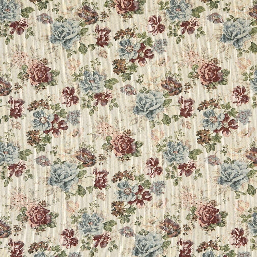 Yard Fabric By Tapestry And Green The F900 Floral Red Blue Upholstery