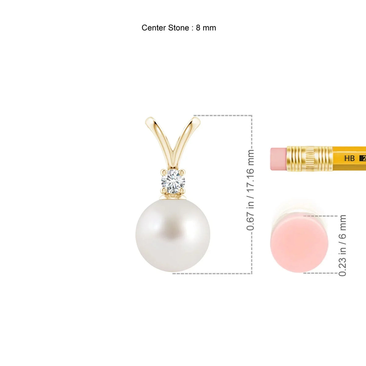 (Grade-AAA|Size-8mm) Gold in Gifts Angara Sea V-Bale Day Jewelry Women, 14K for Her Birthstone June for Cultured South Wedding, Yellow Pendant Engagement, Girls Valentines Birthday, Pearl Necklace
