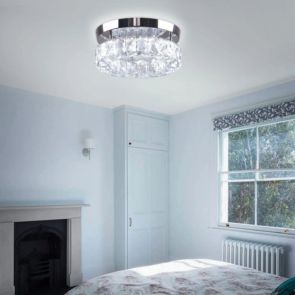 Hallway Fixture Flush Diisunbihuo 9.8" 6000K LED Mini W Mount Kitchen Ceiling Ceiling for Chandelier Lamp Fixtures 15 Light Round Crystal Foyer Light
